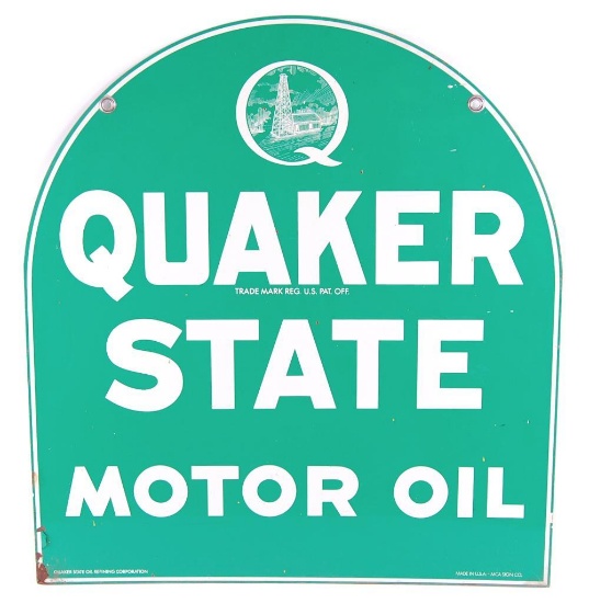 Quaker State Motor Oil Double Sided Advertising Metal Sign