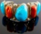 Huge Sterling Silver Turquoise & Coral Cuff Bracelet