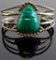 Mexican Sterling Silver Carved Malachite Face Mask Cuff