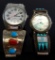 Pair of Watches with Sterling Silver Southwestern Tips