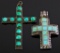 Pair of Sterling Silver & Turquoise Cross Pendants