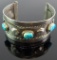 Nickel Silver & Turquoise Scarab Beetle Cuff Bracelet