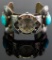 Signed Sterling Silver & Turquoise Coral Watch Cuff