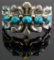 Navajo Sand Cast Sterling Silver Turquoise Cuff Bracelet