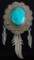 Sterling Silver & Turquoise Feather Brooch