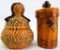 Set of 2 : Woven Miniature Lidded Baskets