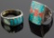 Pair of Sterling Silver and Chip Inlay Turquoise Rings