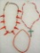 Lot of 3 : Coral/Turquoise Bead Necklaces