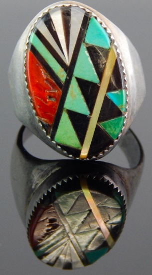 Sterling Silver Men's Zuni Inlay Ring