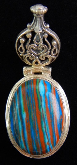 Sterling Silver & Rainbow Calcite Pendant