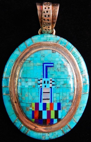 Navajo Sterling Silver Micro Mosaic Inlay Pendant