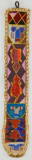 Native American Beaded Wall Hanging w/ Cowrie Shell Border