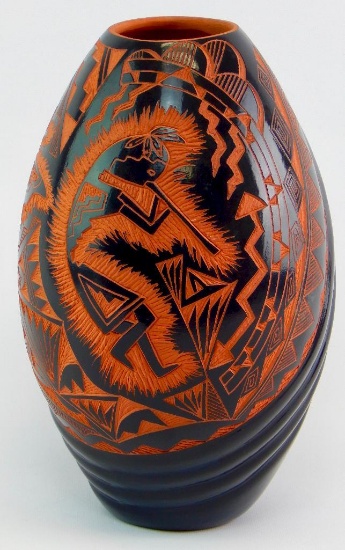 Acoma Two-Color Cut-back "Sky City" Vase - Signed