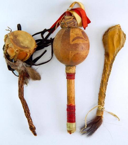 Lot of 3 : Native American "Ghost Dance" Rattles