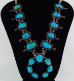 Vintage Turquoise Squash Blossom Necklace