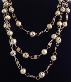 Handmade Long Silver Bead Necklace