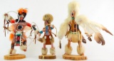 Lot of 3 : Signed Hopi Kachinas - D. Smith and Largo