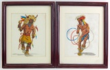 Lot of 2 : Framed Native American Pastel Drawings