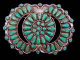 Large Sterling Silver & Turquoise Petit Point Brooch Pendant