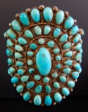 Very Large Vintage Turquoise Petit Point Cuff Bracelet