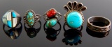 Group of 5 Sterling Silver Southwestern Rings