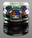 Men's Sterling Silver Zuni Inlay Ring