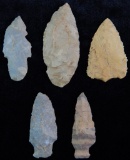 Collection of 5 Arrowheads from Union County, Illinois