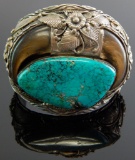 Turquoise & Bear Claw Sterling Silver Cuff Bracelet