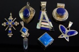 Group of 7 Sterling Silver & Lapis Pendants