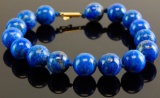 Knotted Lapis Lazuli Bead Bracelet w 14k Clasp
