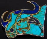 Sterling Silver Inlaid Bull Pendant