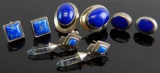 Group of 4 Pairs Sterling Silver & Lapis Earrings