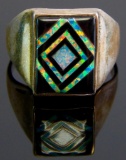 Sterling Silver & Onyx Opal Inlay Ring