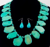 Dyed Howlite Nugget Necklace & Earrings