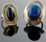 Pair of Sterling Silver & Gemstone Rings