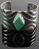 Roy Vandever Navajo Sterling Silver & Turquoise Cuff Bracelet