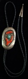 Sterling Silver Branch Coral & Turquoise Bolo Tie