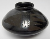 Pueblo Black-on-Black Ceramic Pot : Signed Manuel Corona