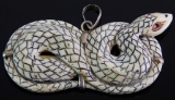 Vintage Carved Stone Snake Pendant