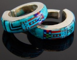 Pair of Sterling Silver Micro Inlay Rings