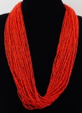 Multi-strand Coral Bead Necklace