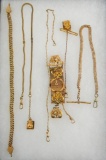 Group of Antique Gold Filled Watch Chains & Fobs