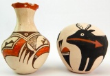 Lot of 2 : Signed Acoma Seed Pot and Vase