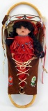 Porcelain Native American Baby Doll - Signed 