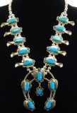 Silver & Turquoise Squash Blossom Necklace