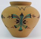 Native American Sand Painted Vase - Signed