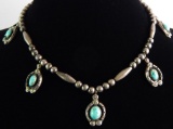 Sterling Silver Bead & Turquoise Necklace