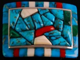 Sterling Silver Inlaid Belt Buckle