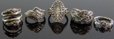 Group of 5 Sterling Silver Rings