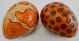 Set of 2 : Decorated Red Clay Eggs